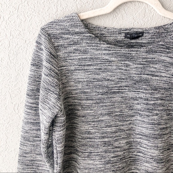 Club Monaco Marled Knit Long Sleeve Sweater Size Medium Casual Crew Side Slits - Picture 2 of 9
